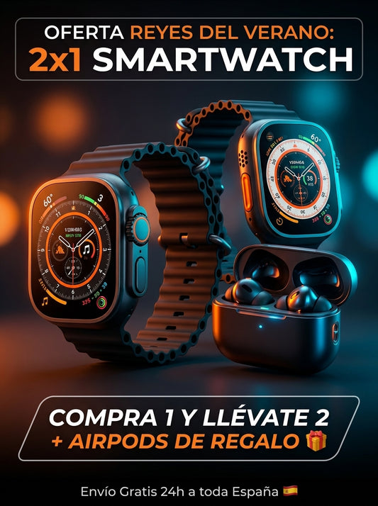 2X1 SMARTWATCH ULTRA + AIRPOD DE REGALO + 2 CORREAS - 7 DIAS DE BATERIA CONTINUA